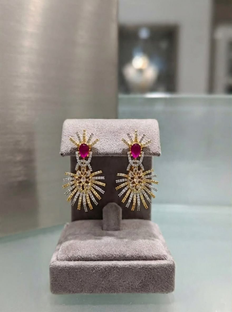 Ruby SUNBRUST Dual Earrings in one - carat