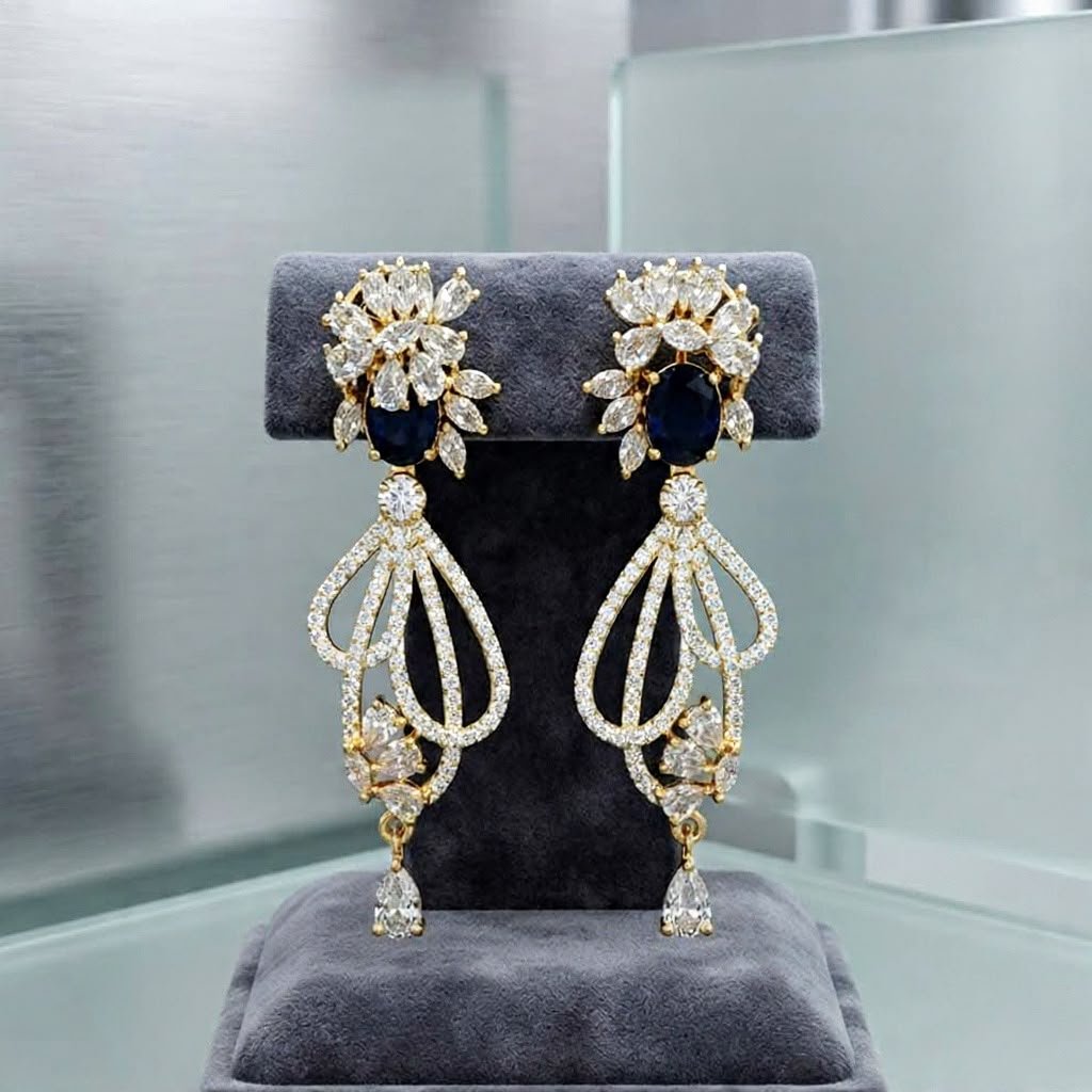 Black Sapphire Drop Earrin in One carat