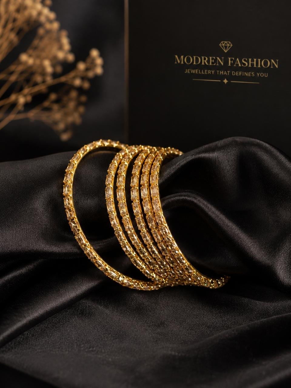 Baguette GoldenPlated Bangle Set