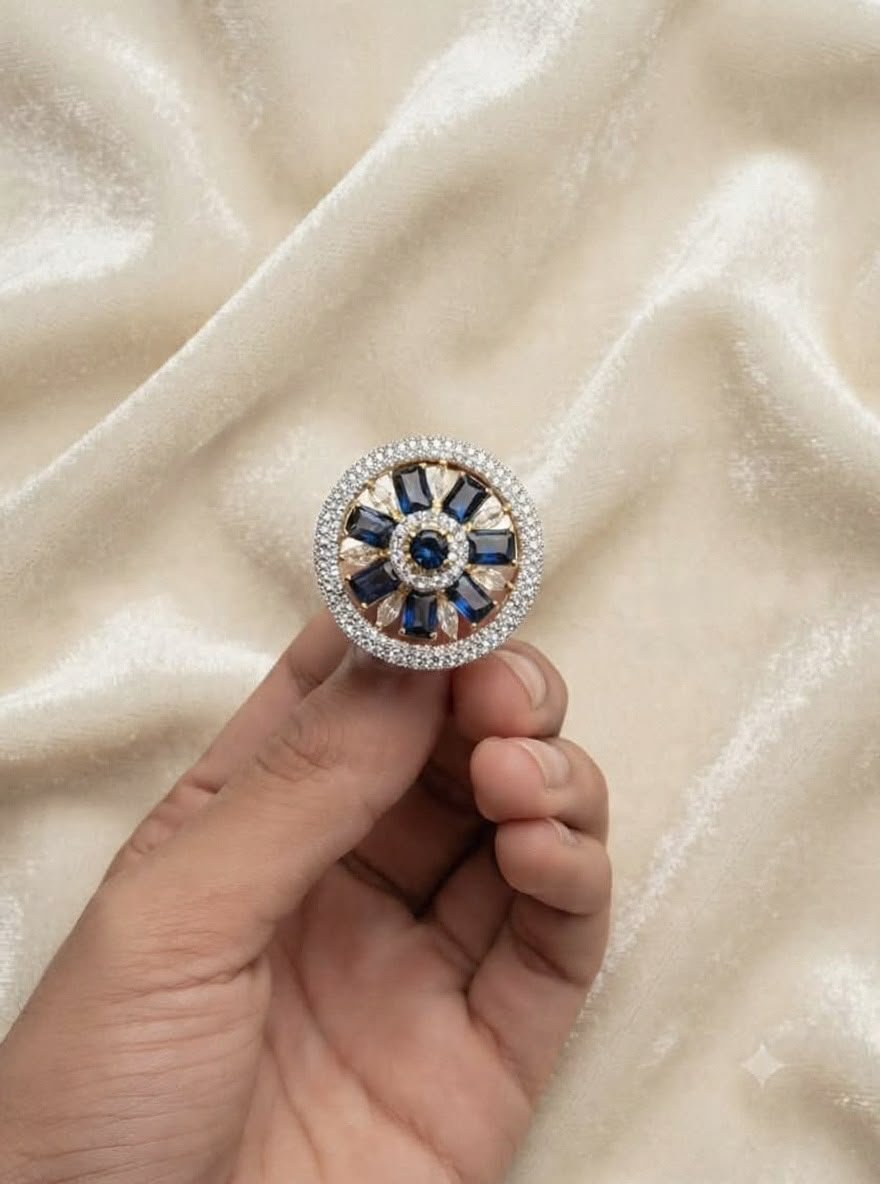 Royal Blue Geometric Ring (ONE-CARAT)