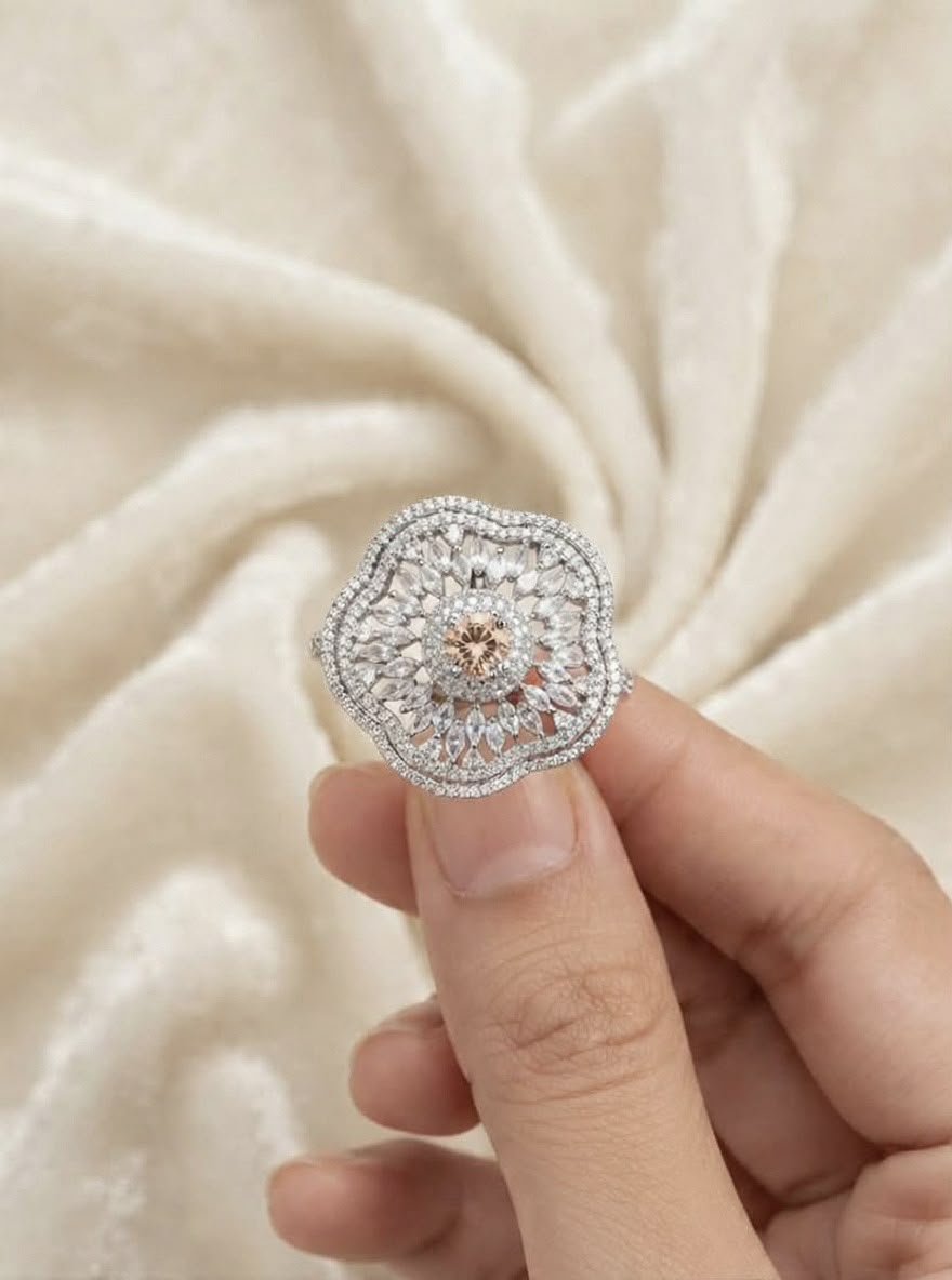 Peach Blossom Scalloped Ring