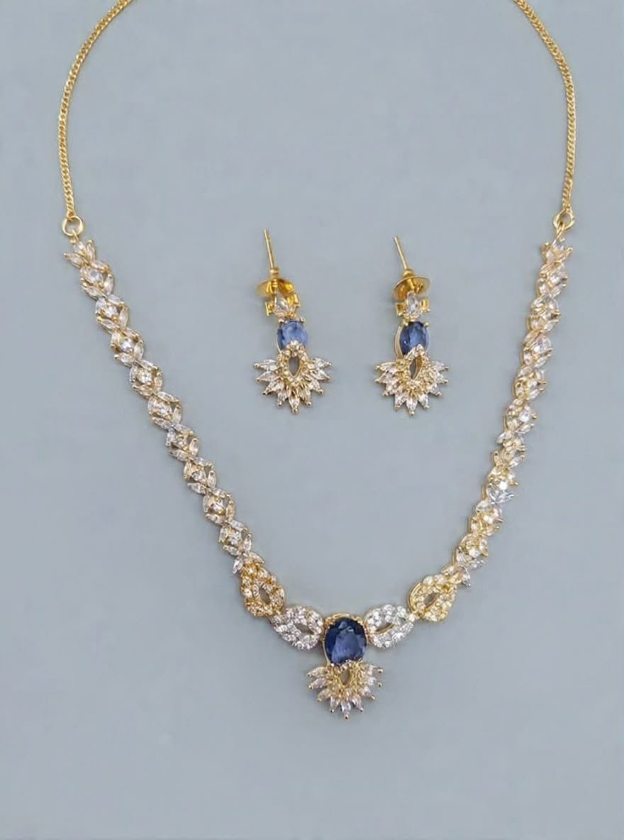Royal Blue Solitaire Necklace set