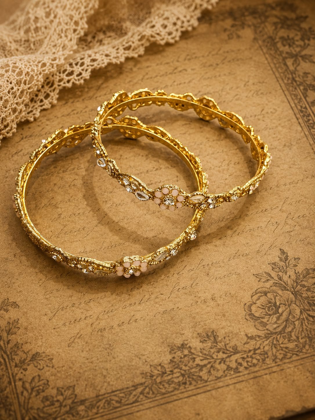 Vintage Pearl Blossom Bangles