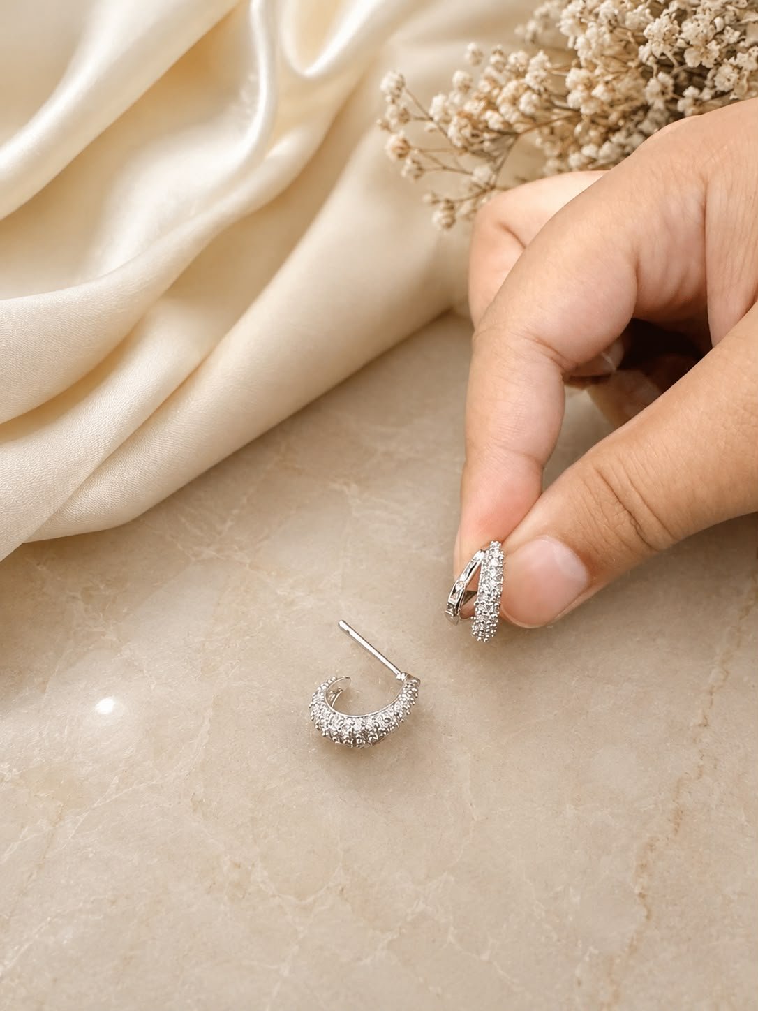 Celeste Pave Huggie Hoop Earrings