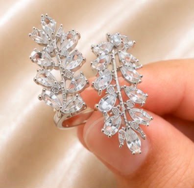 Crystal Leaf Statement Ring
