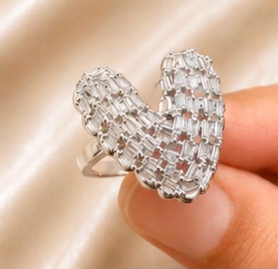 Pave Mosaic Heart Statement Ring