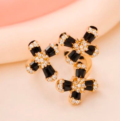 Black & Crystal Cross silver