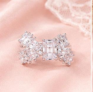 Silver Bow Crystal Ring