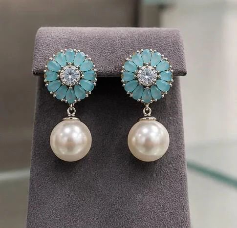 Floral Pearl Drop Earrings