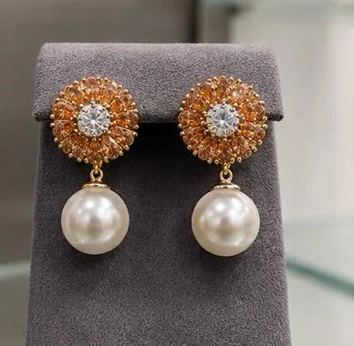 Floral Pearl Drop Earrings
