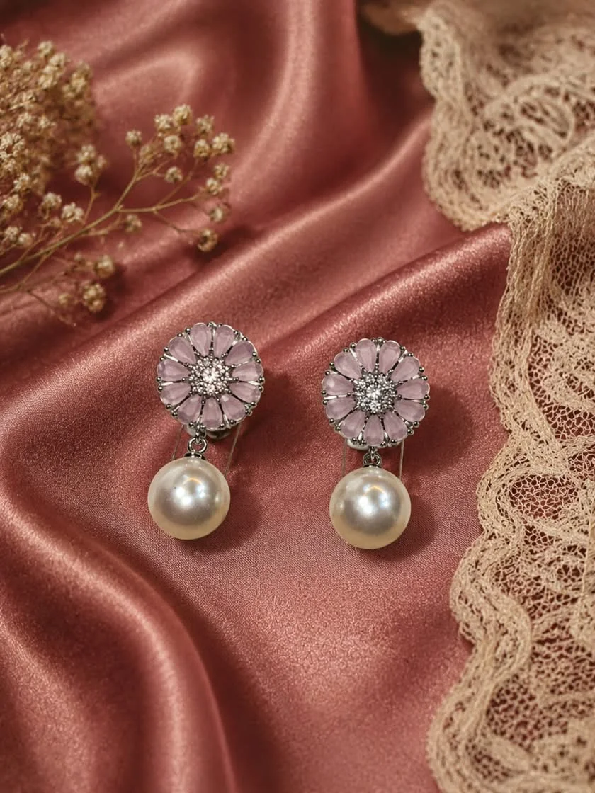 Floral Pearl Drop Earrings